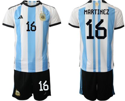 Moški Nogometni dresi Argentina Domači SP 2022 Kratek Rokav + Kratke hlače MARTINEZ 16