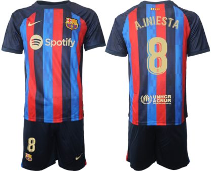 Moški Nogometni dresi FC Barcelona Domači 2023 Kratek Rokav + Kratke hlače A.INIESTA 8
