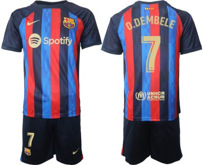 Moški Nogometni dresi FC Barcelona Domači 2023 Kratek Rokav + Kratke hlače O.DEMBELE 7