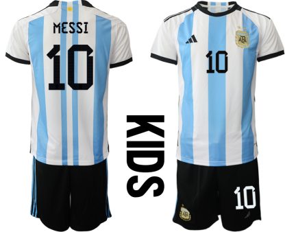 Otroški Nogometni dresi kompleti Argentina Domači SP 2022-MESSI 10