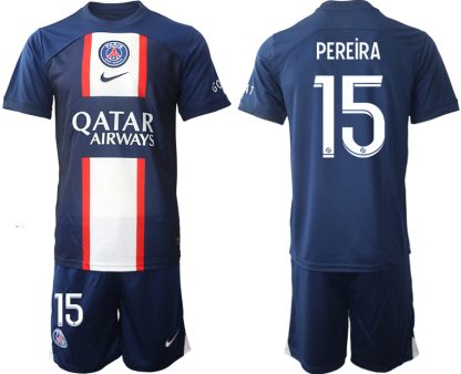 PEREiRA #15 Moški Nogometni dresi Paris Saint-Germain PSG Domači 2023 Kratek Rokav + Kratke hlače