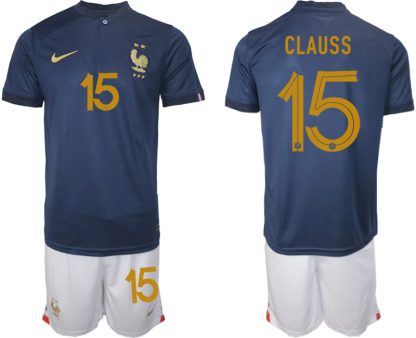 Moški Nogometni dresi Francija Domači SP 2022 Kratek Rokav + Kratke hlače CLAUSS 15