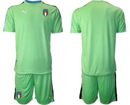 Moški Nogometni dresi Italija Vratar Gostujoči 2023 zelena Kratek Rokav + Kratke hlače