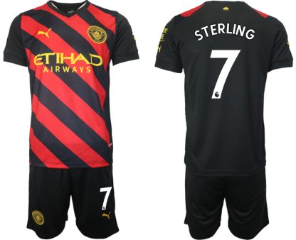 Moški Nogometni dresi Manchester City Gostujoči 2023 Kratek Rokav + Kratke hlače STERLING 7
