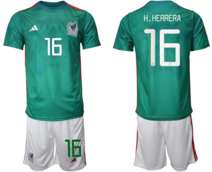 Moški Nogometni dresi Mehika Domači SP 2022 Kratek Rokav + Kratke hlače H.HERRERA 16