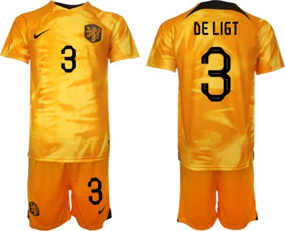 Moški Nogometni dresi Nizozemska Domači SP 2022 Kratek Rokav + Kratke hlače DE LIGT 3
