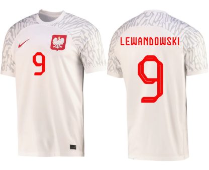 Moški Nogometni dresi Poljska Domači SP 2022 Kratek Rokav + Kratke hlače Robert Lewandowski 9