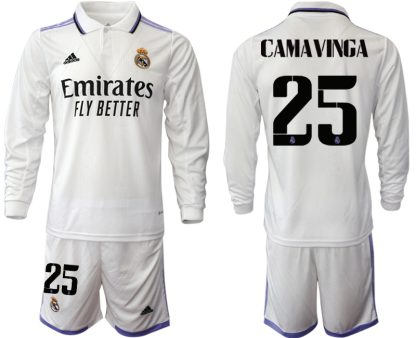 Moški Nogometni dresi Real Madrid Domači 2023 Dolgi Rokav + Kratke hlače CAMAVINGA 25