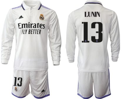 Moški Nogometni dresi Real Madrid Domači 2023 Dolgi Rokav + Kratke hlače LUNIN 13