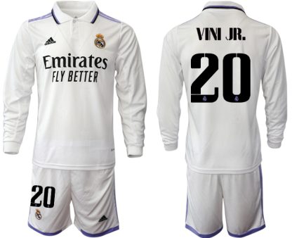 Moški Nogometni dresi Real Madrid Domači 2023 Dolgi Rokav + Kratke hlače VINI JR.20