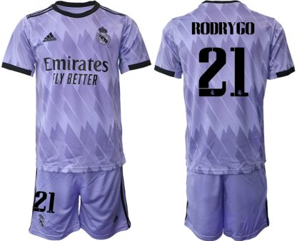 Moški Nogometni dresi Real Madrid Gostujoči 2023 Kratek Rokav + Kratke hlače RODRYGO 21