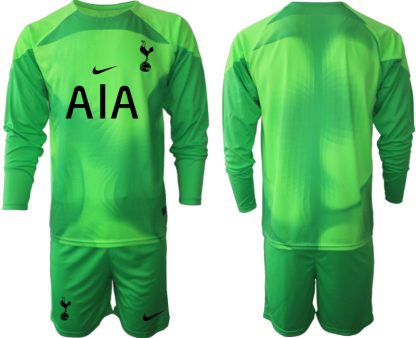 Moški Nogometni dresi Tottenham Hotspur Zelena Vratar Domači 2023 Dolgi Rokav + Kratke hlače