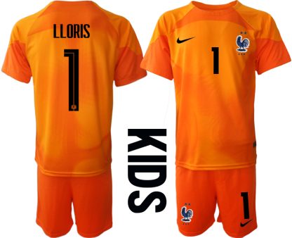 Otroški Nogometni dresi kompleti Francija Vratar Gostujoči SP 2022 Kratek Rokav + Kratke hlače LLORIS 1