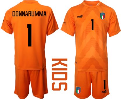 Otroški Nogometni dresi kompleti Italija Vratar Gostujoči 2023 Kratek Rokav + Kratke hlače DONNARUMMA 1