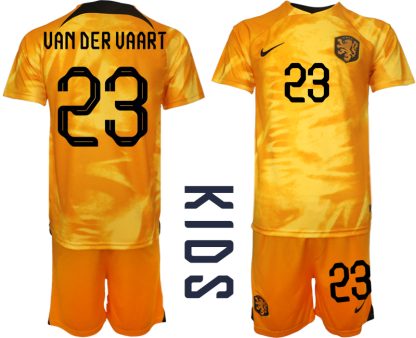 Otroški Nogometni dresi Nizozemska Domači SP 2022 Kratek Rokav + Kratke hlače VAN DER VAART 23