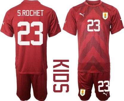 Otroški Nogometni dresi nogometni Urugvaj Vratar Gostujoči SP 2022 Kratek Rokav + Kratke hlače S.ROCHET 23