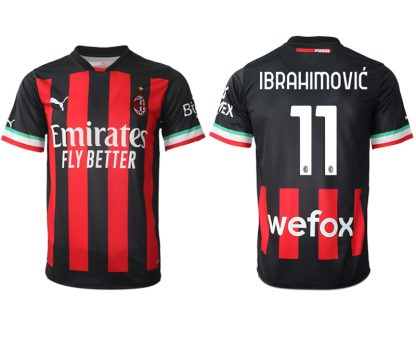 Poceni-Moski-Nogometni-dresi-kompleti-AC-Milan-Domaci-2023-Kratek-Rokav-IBRAHIMOVIC-11