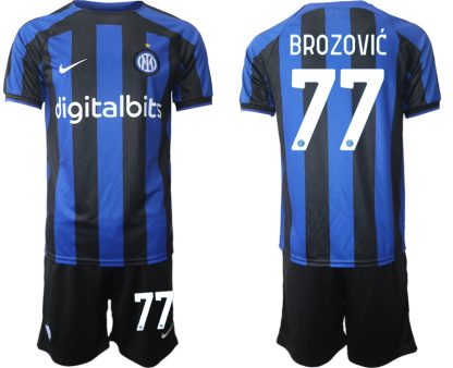 Poceni-Moski-nogometni-dresi-kompleti-Inter-Milan-Domaci-2023-Kratek-Rokav-Kratke-hlace-BROZOVIC-77