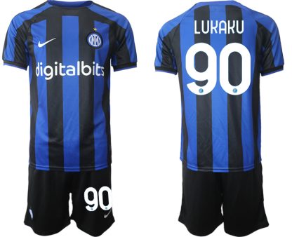 Poceni-Moski-nogometni-dresi-kompleti-Inter-Milan-Domaci-2023-Kratek-Rokav-Kratke-hlace-LUKAKU-90