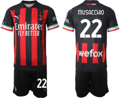 Moški Nogometni dresi AC Milan Domači 2023 Kratek Rokav + Kratke hlače MUSACCHIO 22