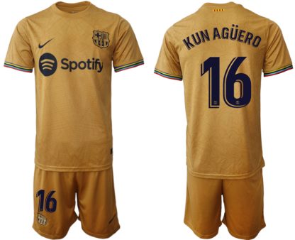 Moški Nogometni dresi Barcelona Gostujoči 2023 Kratek Rokav + Kratke hlače KUN AGÜERO 16