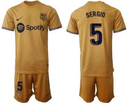 Moški Nogometni dresi Barcelona Gostujoči 2023 Kratek Rokav + Kratke hlače SERGIO 5