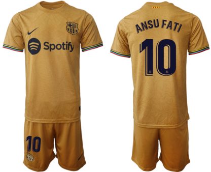 Moški Nogometni dresi Barcelona Gostujoči 2023 Kratek Rokav + Kratke hlače ANSU FATI 10