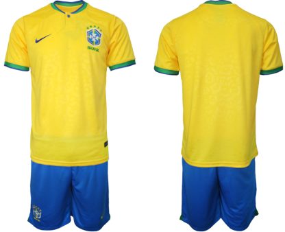 Moški Nogometni dresi Brazilija Domači SP 2022 Kratek Rokav + Kratke hlače