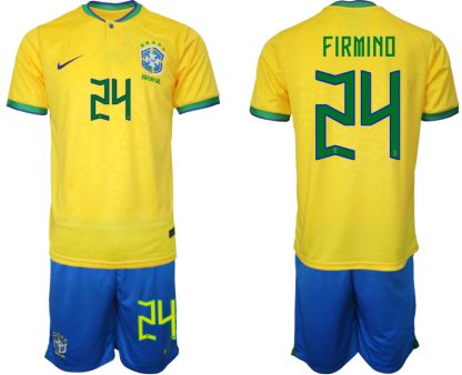 Moški Nogometni dresi Brazilija Domači SP 2022 Kratek Rokav + Kratke hlače FIRMINO 24