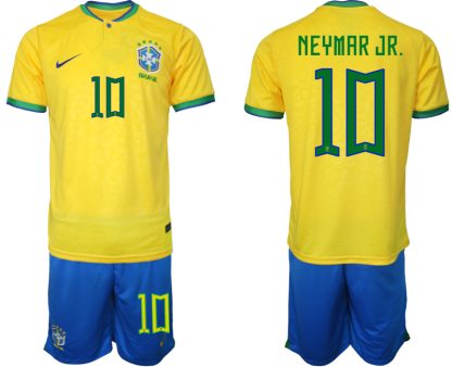 Moški Nogometni dresi Brazilija Domači SP 2022 Kratek Rokav + Kratke hlače NEYMAR JR.10