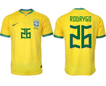 Moški Nogometni dresi Brazilija Domači SP 2022 Kratek Rokav RODRYGO 26