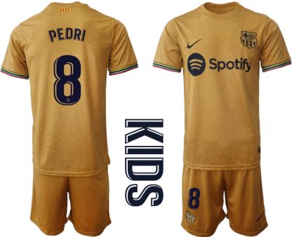 Otroški Nogometni dresi Barcelona Gostujoči 2023 Kratek Rokav + Kratke hlače PEDRI 8