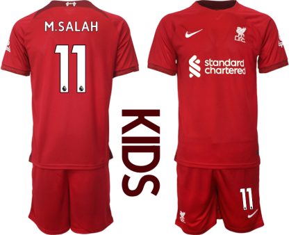 Otroški Nogometni dresi Liverpool Domači 2023 Kratek Rokav + Kratke hlače M.SALAH 11