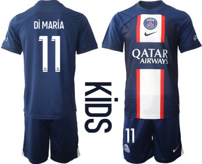 Otroški Nogometni dresi Paris Saint-Germain PSG Domači 2023 Kratek Rokav + Kratke hlače Di MARiA 11