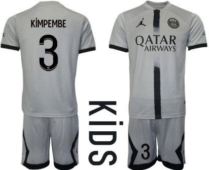 Otroški Nogometni dresi Paris Saint-Germain PSG Gostujoči 2023 Kratek Rokav + Kratke hlače KiMPEMBE 3