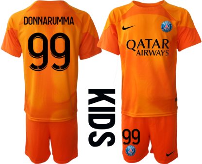 Otroški Nogometni dresi Paris Saint-Germain PSG Vratar Domači 2023 oranžna Kratek Rokav + Kratke hlače DONNARUMMA 99