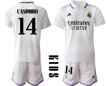 Otroški Nogometni dresi Real Madrid Domači 2023 Kratek Rokav + Kratke hlače CASIMIRO 14
