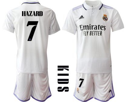 Otroški Nogometni dresi Real Madrid Domači 2023 Kratek Rokav + Kratke hlače HAZARD 7