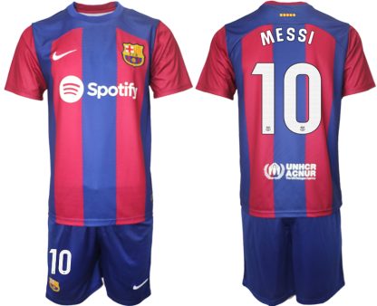 Kupiti-Prodajo-Moski-Nogometni-dresi-komplet-Barcelona-Domaci-2023-24-z-imenom-MESSI-10