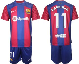 Kupiti-Prodajo-Moski-Nogometni-dresi-komplet-Barcelona-Domaci-2023-24-z-imenom-RAPHINHA-11