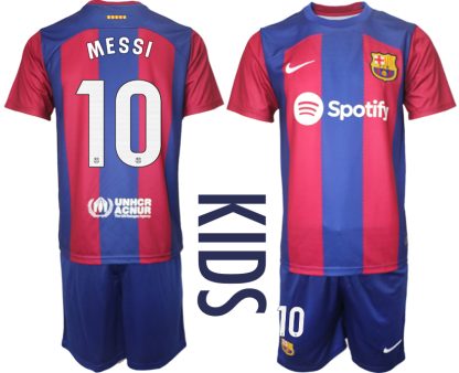 Kupiti-Prodajo-Otroski-Nogometni-dresi-komplet-Barcelona-Domaci-2023-24-z-imenom-MESSI-10