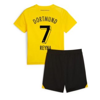 Kupiti-Prodajo-Otroski-Nogometni-dresi-Borussia-Dortmund-Domaci-2023-24-Kratek-Rokav-Kratke-hlace-Giovanni-Reyna-7