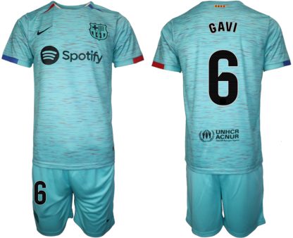 Kupiti-Poceni-Moski-Nogometni-dresi-Barcelona-Tretji-2023-24-Kratek-Rokav-Kratke-hlace-Gavi-6