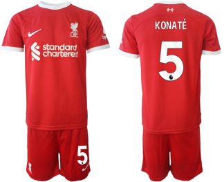 Kupiti-Prodajo-Moski-Nogometni-dresi-Liverpool-Domaci-2023-2024-Kratek-Rokav-Kratke-hlace-Ibrahima-Konate-5