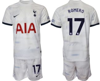 Kupiti-Prodajo-Moski-Nogometni-dresi-kompleti-Tottenham-Hotspur-Domaci-bela-2023-2024-tisk-Cristian-Romero-17