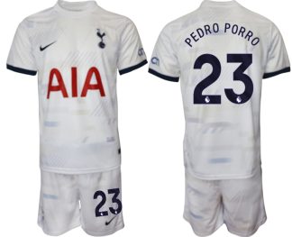 Kupiti-Prodajo-Moski-Nogometni-dresi-kompleti-Tottenham-Hotspur-Domaci-bela-2023-2024-tisk-Pedro-Porro-23