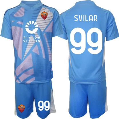 Najcenejsi-Nogometni-dresi-za-otroke-AS-Roma-Vratar-2024-25-Mile-Svilar-99