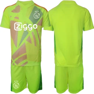 Najcenejsi-Nogometni-dresi-za-otroke-Ajax-Vratar-2024-25-zelena-Kratek-Rokav-Kratke-hlace