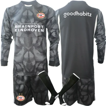 Kupiti-Prodajo-Otroski-Dresi-Kompleti-za-otroke-PSV-Eindhoven-Vratar-2024-25-crna-Dolgi-Rokav