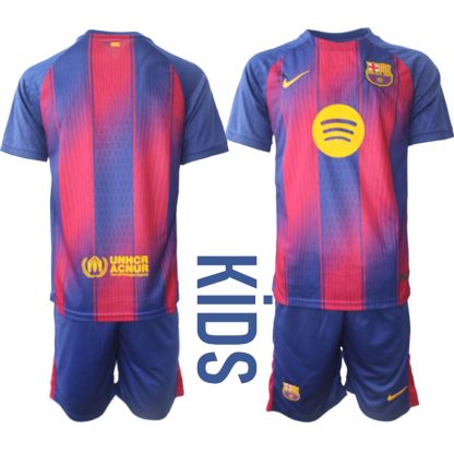 Kupiti-Prodajo-Otroski-Nogometni-Dres-komplet-FC-Barcelona-Domaci-2025-26